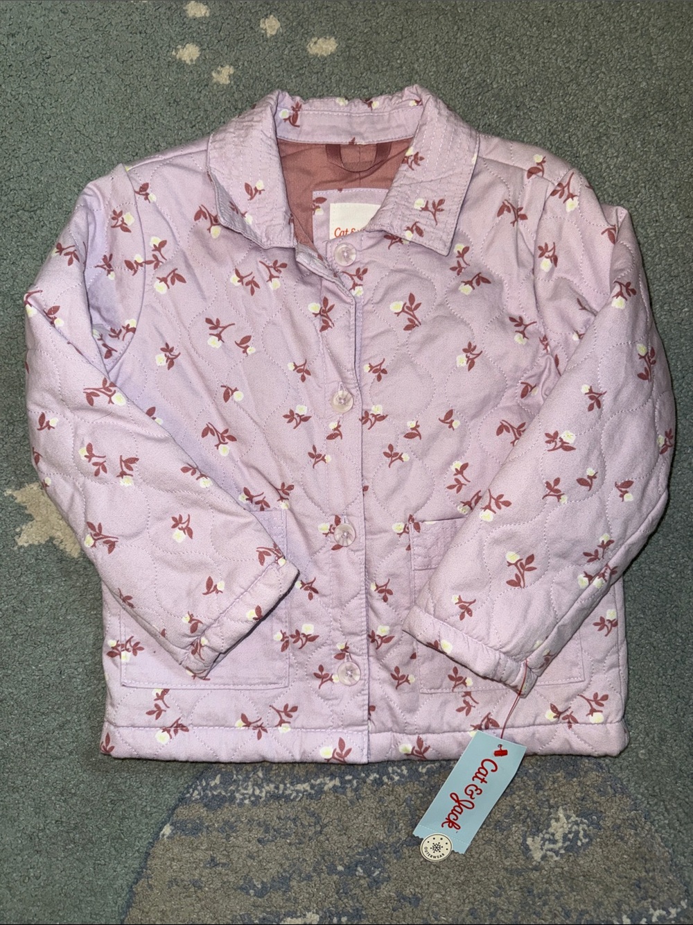 Cat & Jack Lilac Quilted Floral Jacket NWT